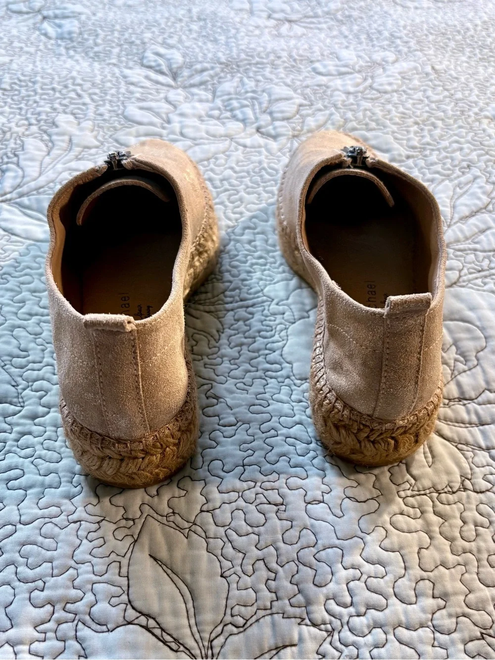 Eric Michael Serena Shimmer Suede Zip Front Platform Espadrilles US 8 (EU 38)🧡